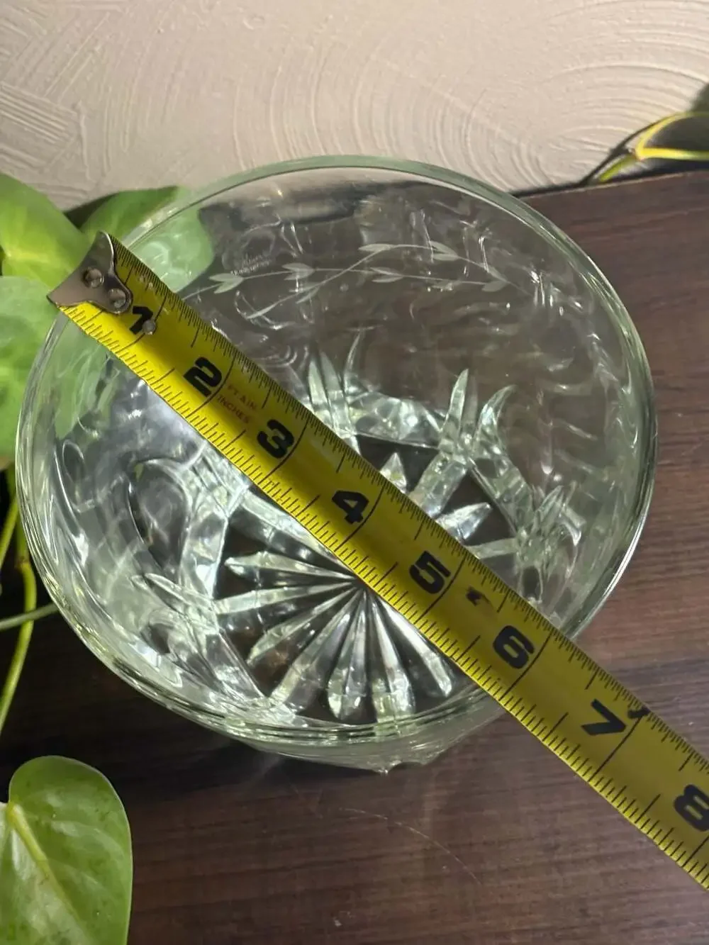 Vintage Princess House Heritage Pattern Etched Crystal Ice Bucket